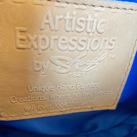 Artistic Expression by Sharif 1827 Floral Hand Painted Leather Purse Wristlet - Picture 5 of 5